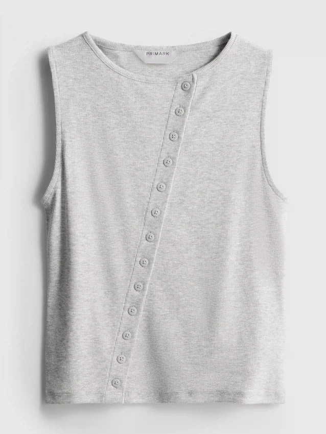 Tanktop med knapper, med højt bomuldsindhold