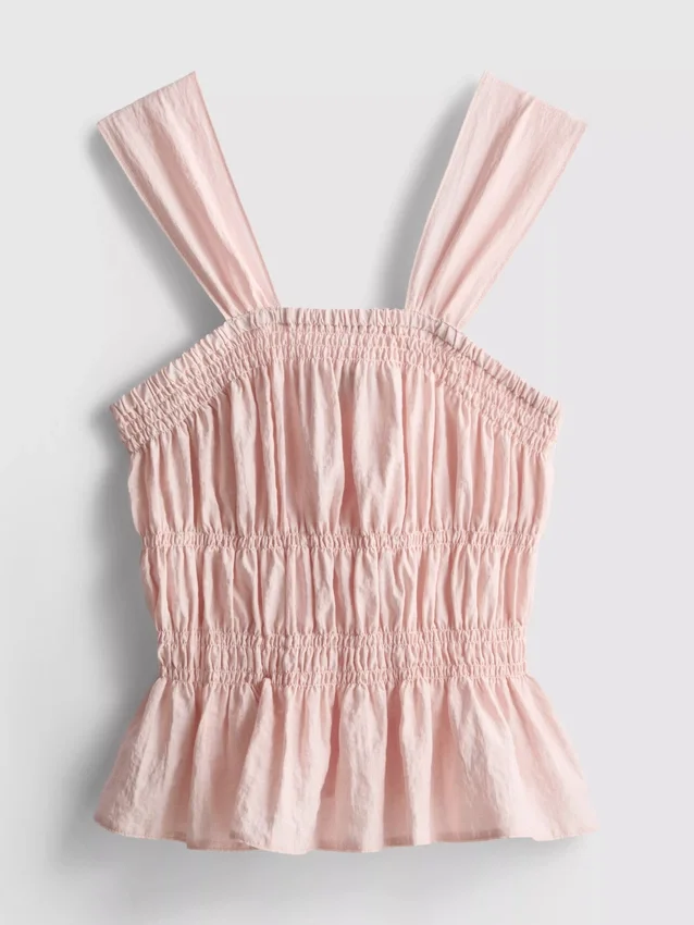 Tanktop med rynket peplum-kant