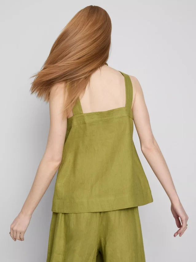 The Edit A-line-top i hør med brede stropper