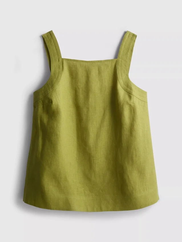The Edit A-line-top i hør med brede stropper