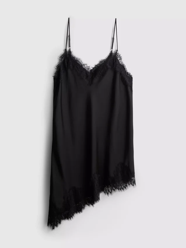 The Edit asymmetrisk slipkjole i satinblonder