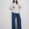 The Edit asymmetrisk T-shirt med rynker