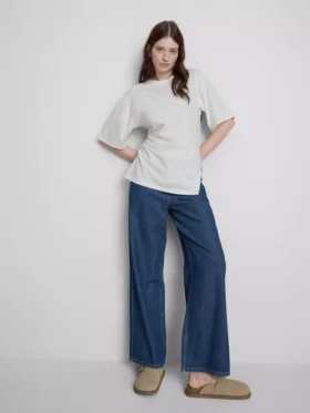 The Edit asymmetrisk T-shirt med rynker