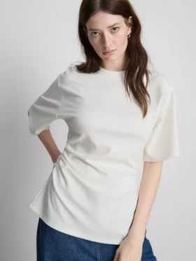 The Edit asymmetrisk T-shirt med rynker