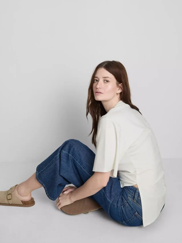 The Edit asymmetrisk T-shirt med rynker