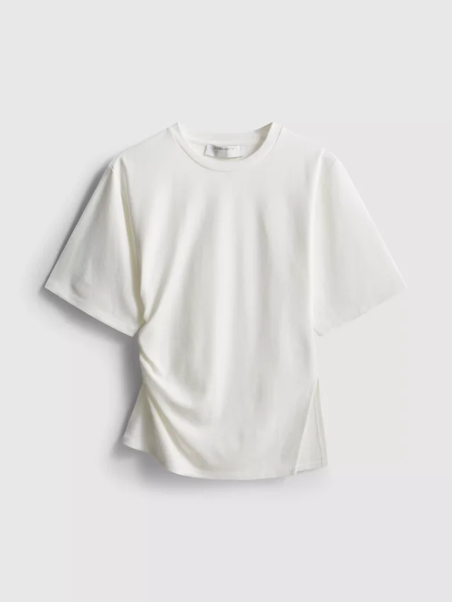 The Edit asymmetrisk T-shirt med rynker