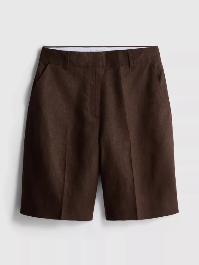 The Edit-bermudashorts i plisseret hør