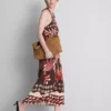 The Edit halterneck-midi-kjole i linneblanding med print