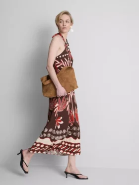 The Edit halterneck-midi-kjole i linneblanding med print