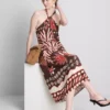 The Edit halterneck-midi-kjole i linneblanding med print