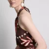 The Edit halterneck-midi-kjole i linneblanding med print