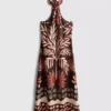 The Edit halterneck-midi-kjole i linneblanding med print
