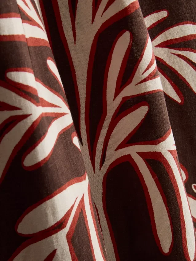 The Edit halterneck-midi-kjole i linneblanding med print