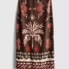 The Edit midi-nederdel i linneblanding med print