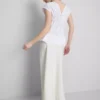 The Edit poplin-top med rynket V-hals