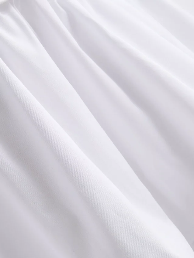 The Edit poplin-top med rynket V-hals
