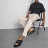 The Edit slim fit-bukser med peached-finish