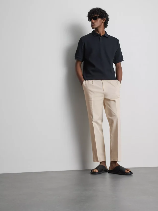 The Edit slim fit-bukser med peached-finish