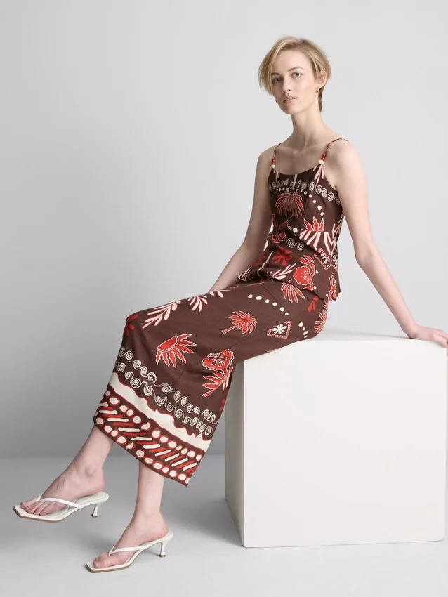 The Edit-tanktop i linneblanding med print
