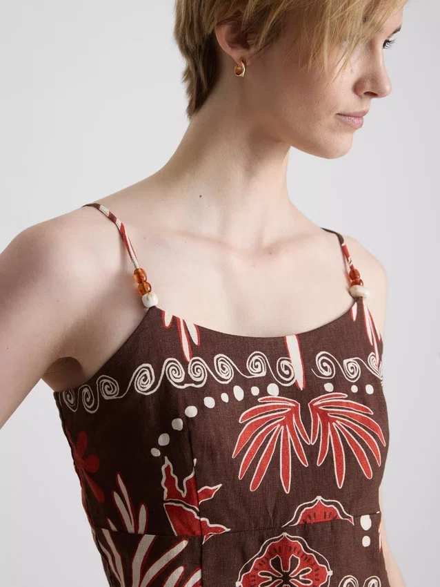 The Edit-tanktop i linneblanding med print