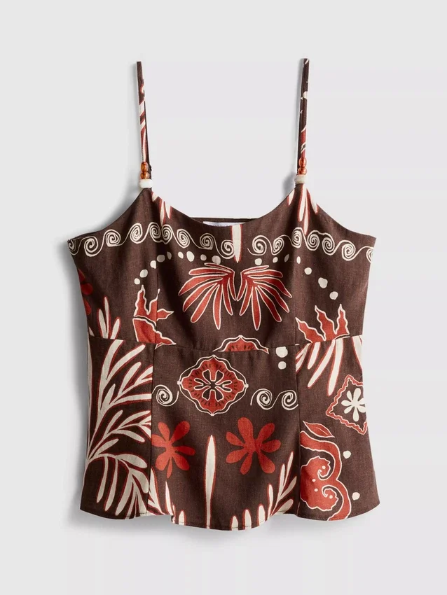 The Edit-tanktop i linneblanding med print