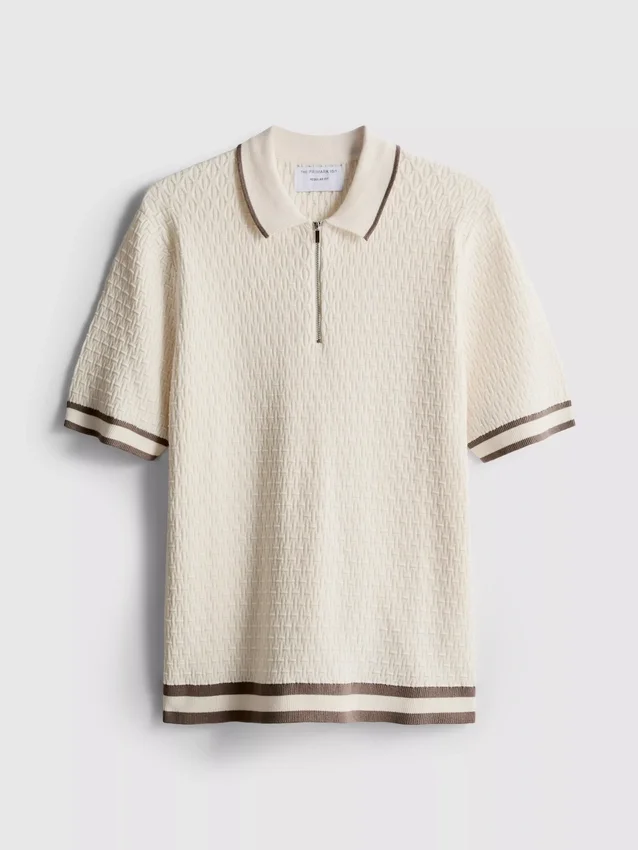 The Edit tekstureret polo-skjorte med lynlås