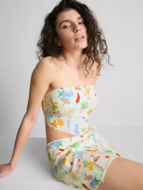 The Primark Scene | Bandeau-top med print og buet udskæring