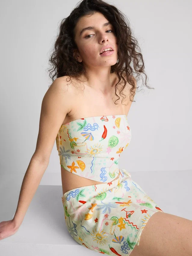 The Primark Scene | Bandeau-top med print og buet udskæring