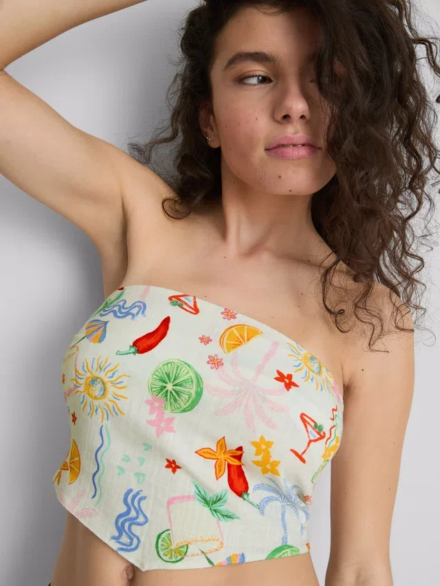 The Primark Scene | Bandeau-top med print og buet udskæring