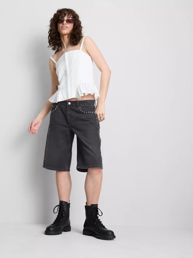 The Primark Scene | bomuldsdenim-shorts med nitter