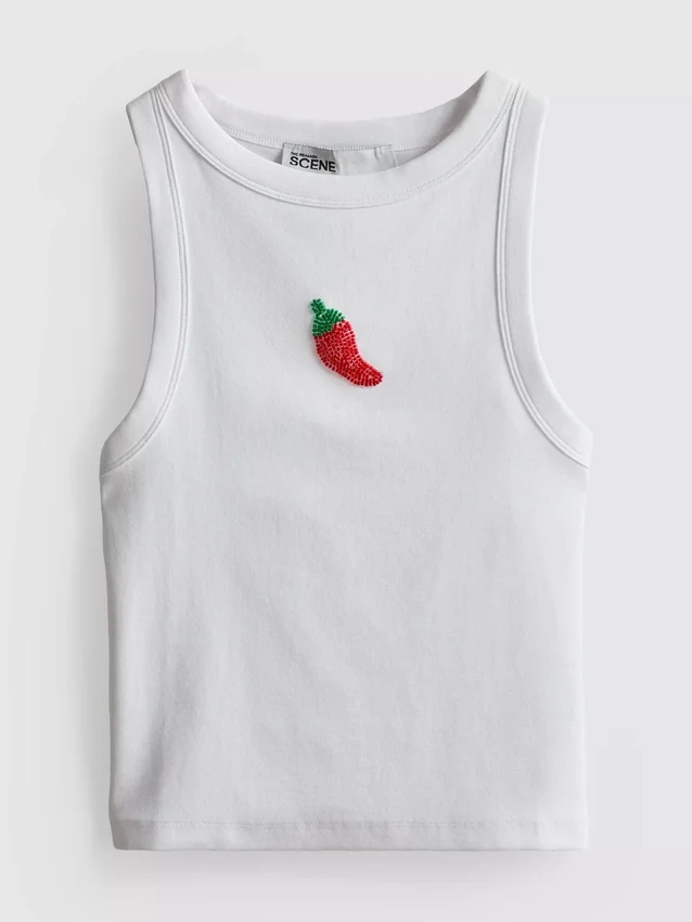 The Primark Scene | Bomuldsrig tanktop med perler