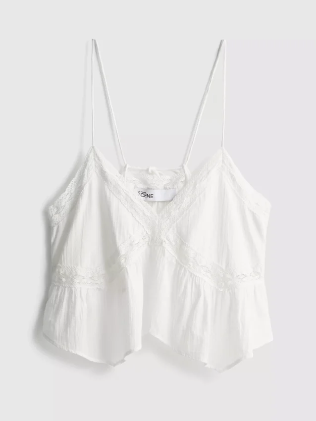 The Primark Scene | Bomuldstop med broderi, V-hals og spaghettistropper