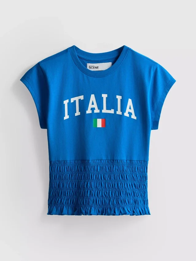 The Primark Scene | Italien fodbold-T-shirt med rynket forneden