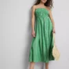 The Primark Scene | Midi-kjole med rynket stribet bandeau-top