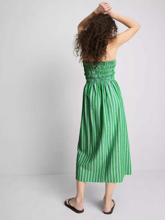 The Primark Scene | Midi-kjole med rynket stribet bandeau-top