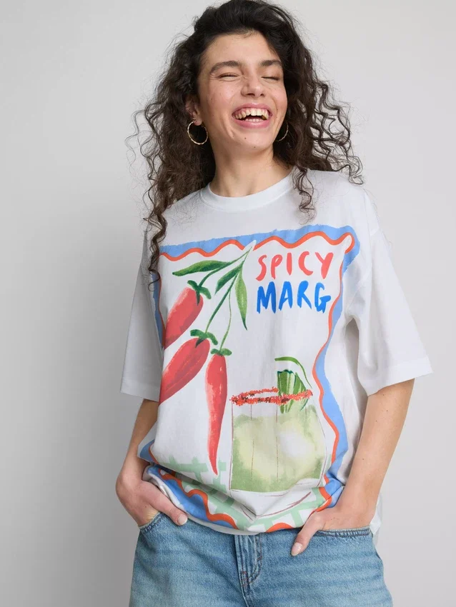 The Primark Scene | Oversized bomulds-T-shirt med margarita-motiv