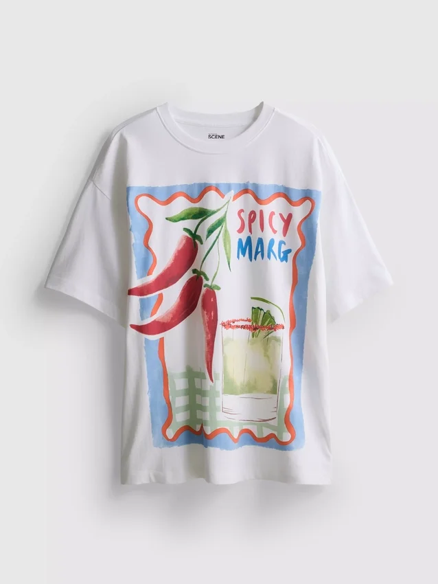 The Primark Scene | Oversized bomulds-T-shirt med margarita-motiv