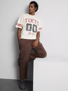 Tokyo kortærmet T-shirt med slidt look og grafisk print