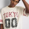 Tokyo kortærmet T-shirt med slidt look og grafisk print