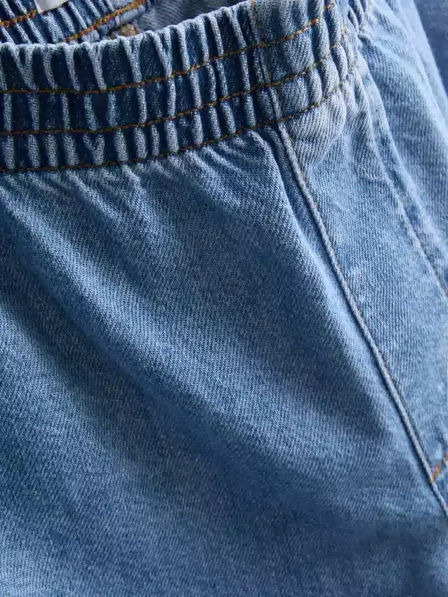 Træningsbukser i bomuldsdenim med brede ben