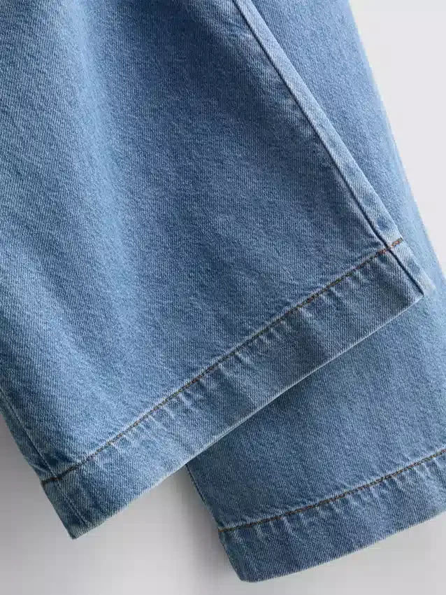 Træningsbukser i bomuldsdenim med brede ben