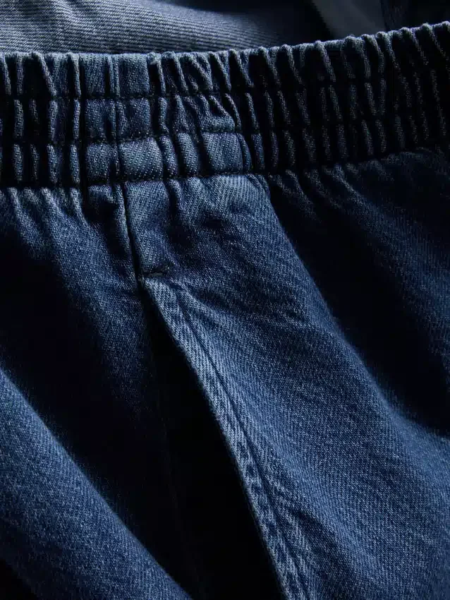 Træningsbukser i bomuldsdenim med brede ben
