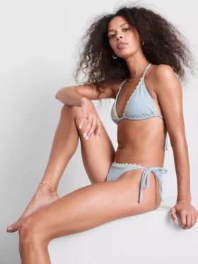 Trekantet bikini-top i gingham med daisy-kant
