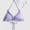 Trekantet bikini-top i gingham med flæser