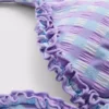 Trekantet bikini-top i gingham med flæser