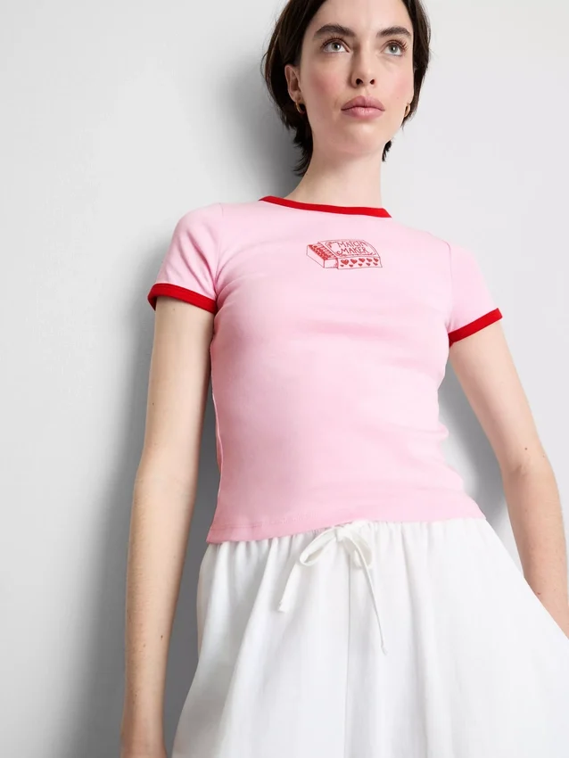 Trykt bomulds-ringer-baby-T-shirt