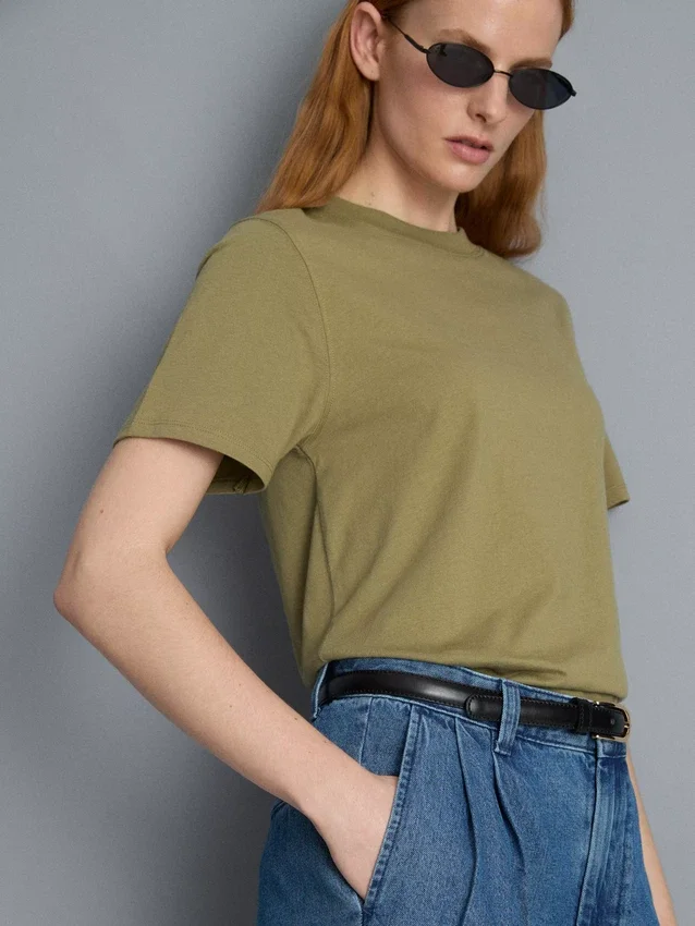 Ultimativ bomulds-T-shirt med rund hals