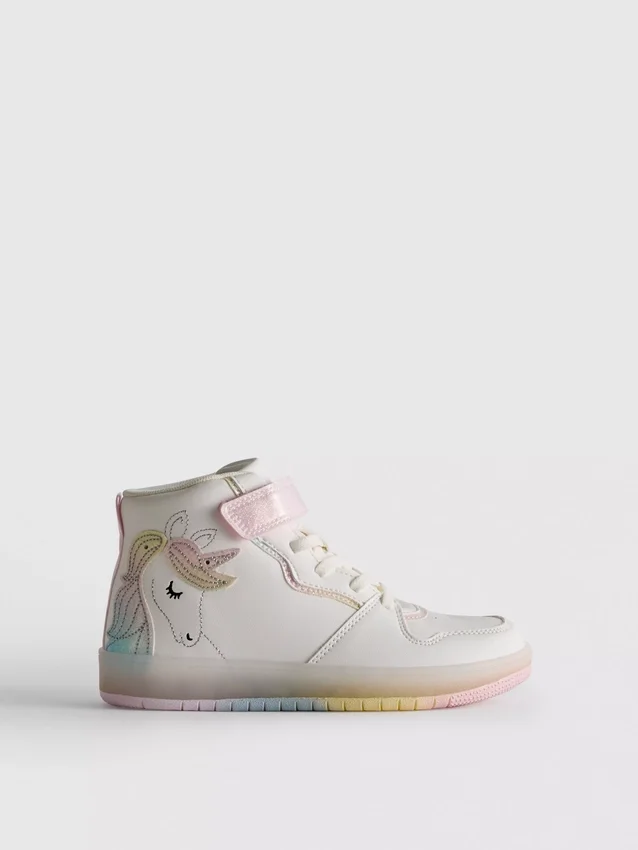 Unicorn-sneakers med lysende høj top