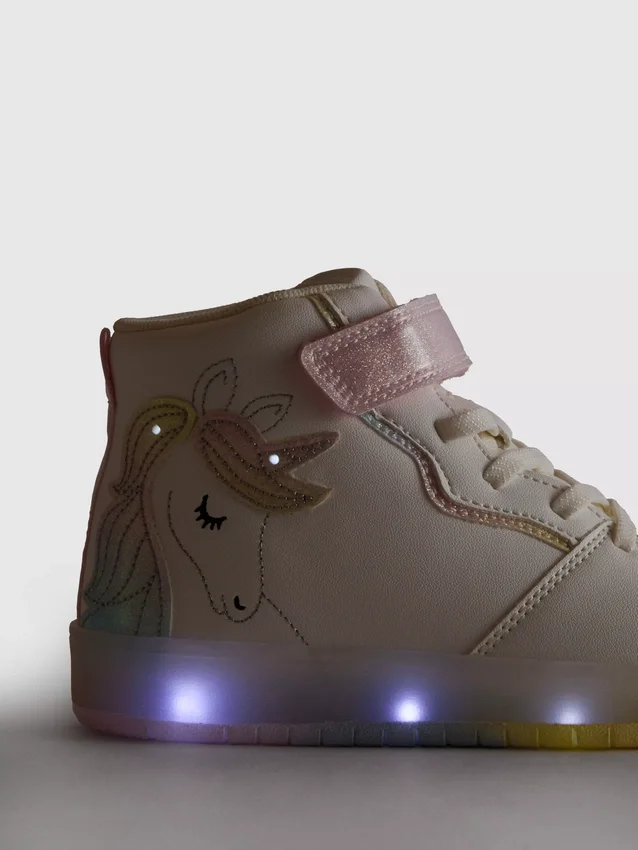 Unicorn-sneakers med lysende høj top