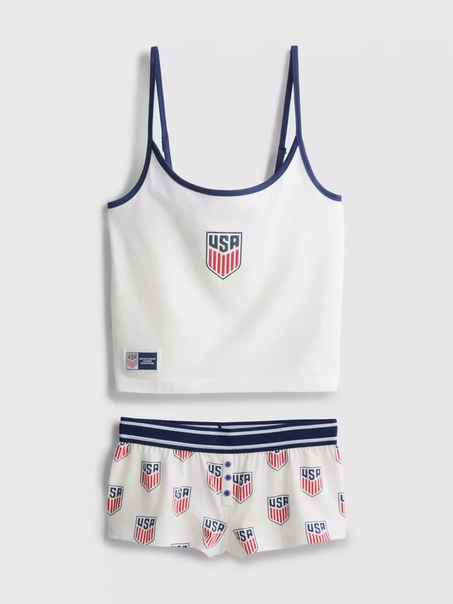 USA FC pyjamasser med bomuldsrig cami-top og korte bukser